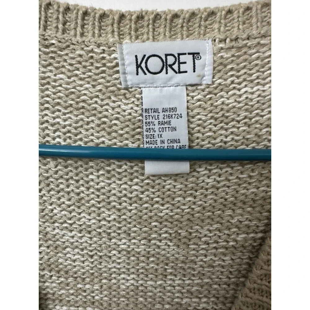 Vintage Koret Button Front Sweater Vest Giraffe Tiger Grannycore Women's Plus 1X